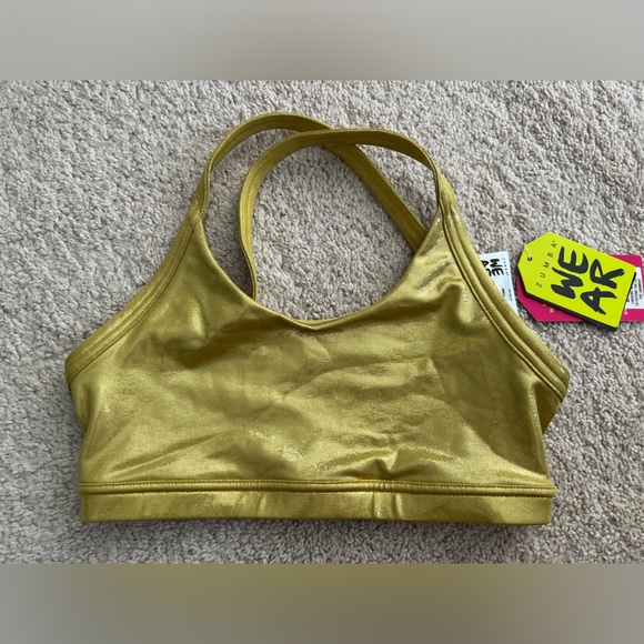 NWT Gold Metallic Zumba Open Back Medium Bra 🔥 - Picture 2 of 6
